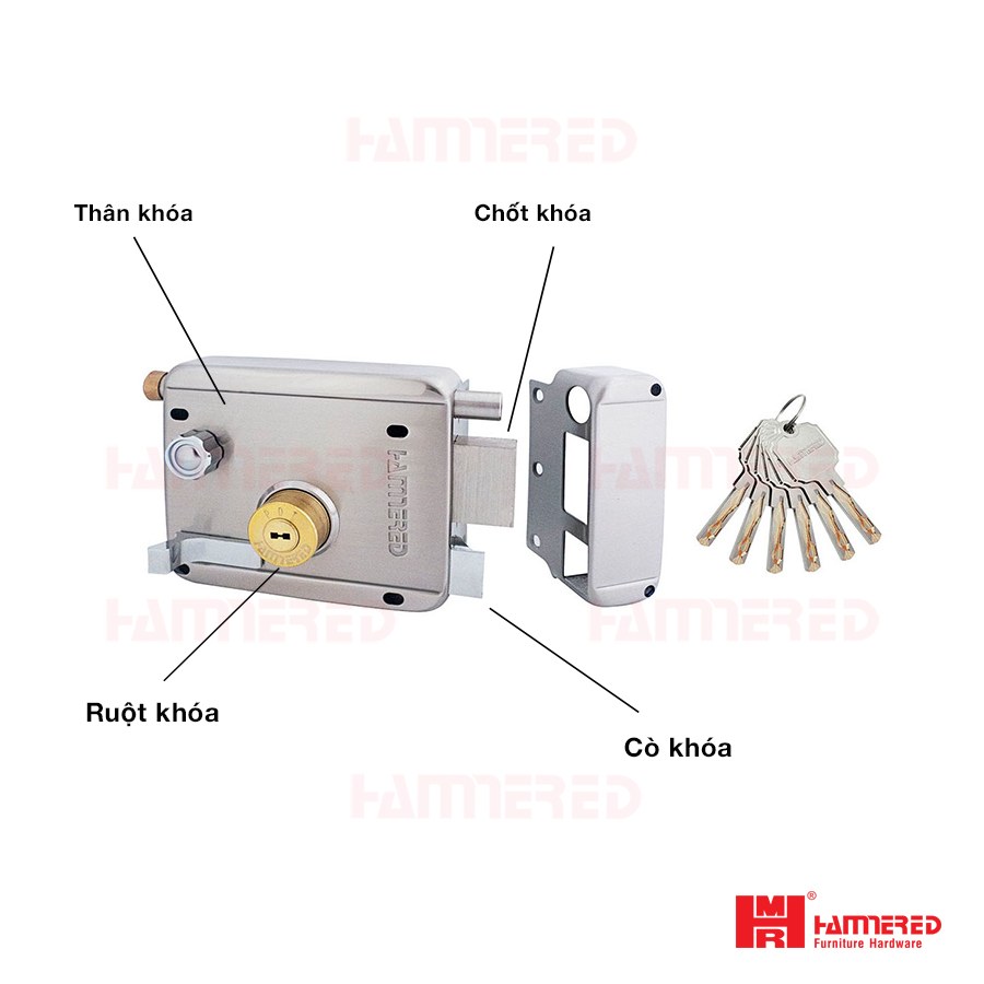 Cấu tạo khóa cổng sắt - Hammered