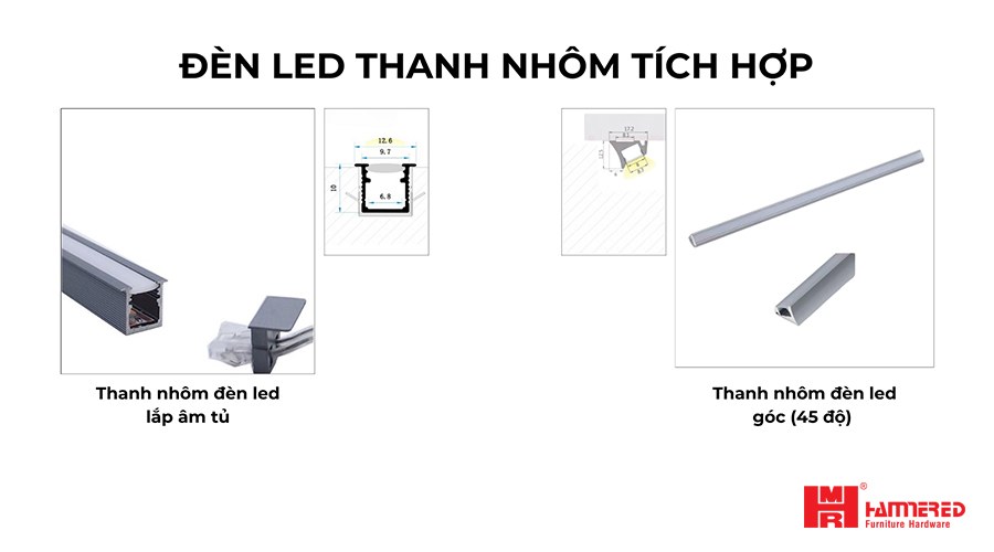 đèn led thanh nhôm tích hợp hammered