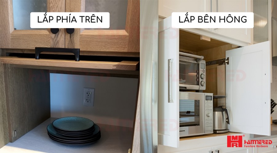 Lắp ray trượt giấu cánh tủ