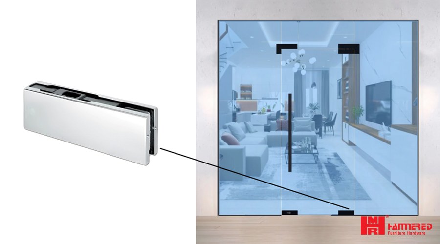 kẹp kính dưới cửa kính cường lực