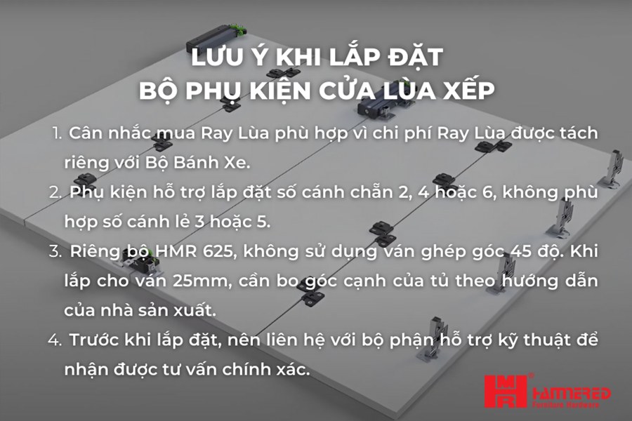 lưu ý khi lắp đặt phụ kiện cửa lùa xếp