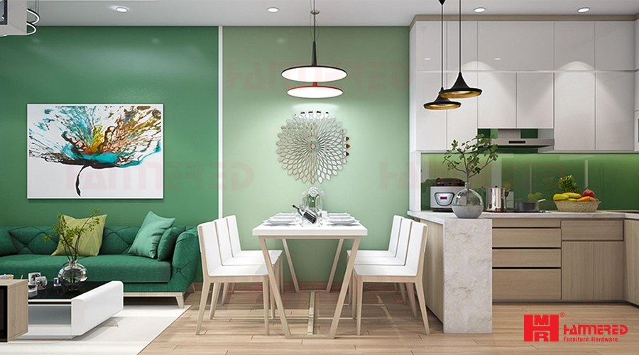 Thiết kế nội thất màu xanh
