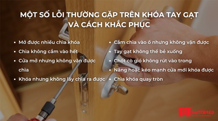 lỗi hư hỏng trên khóa tay gạt và khắc phục