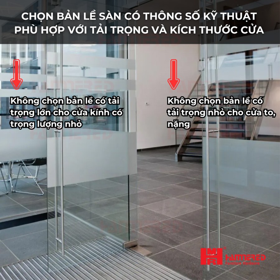 Chọn bản lề sàn có thông số phù hợp