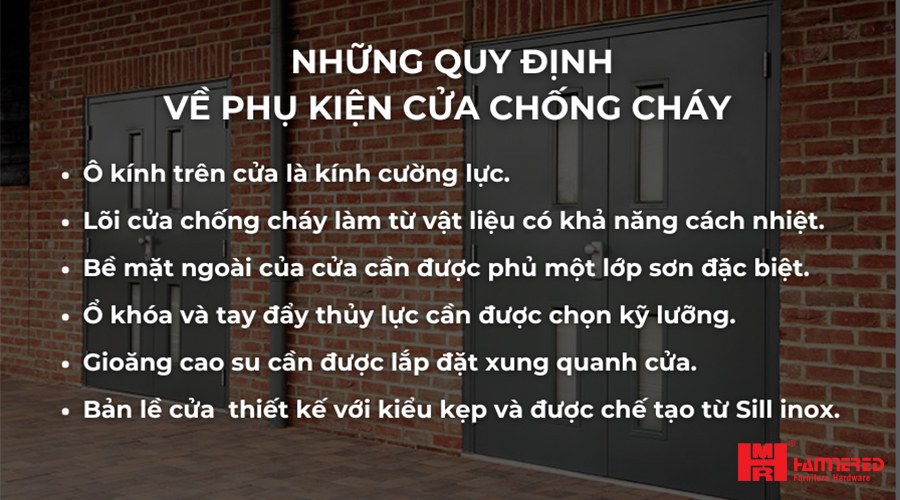 Những quy định về phụ kiện cửa chống cháy