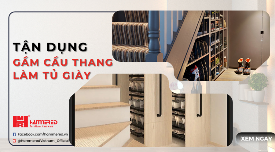 Tận Dụng Gầm Cầu Thang Làm Tủ Giày