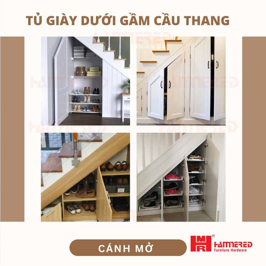Tủ Giày Gầm Cầu Thang cánh mở