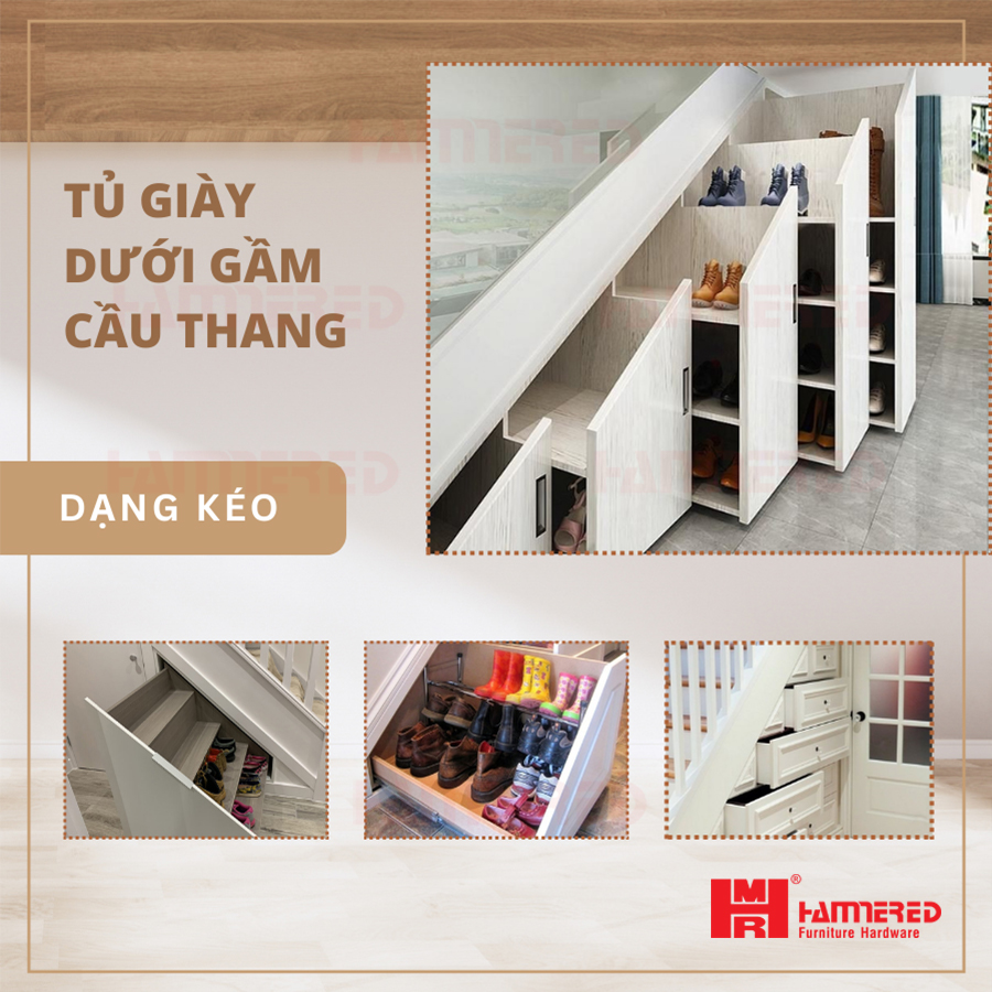 Tủ Giày Gầm Cầu Thang dạng mở