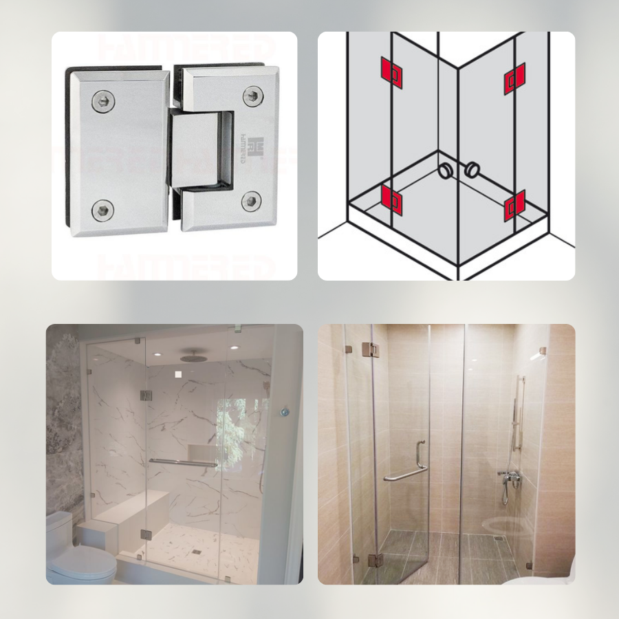 Kẹp bản lề kính kính 180 độ