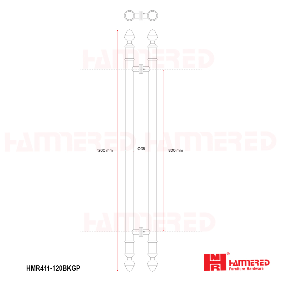 Tay nắm cửa hình sen dài 1200mm