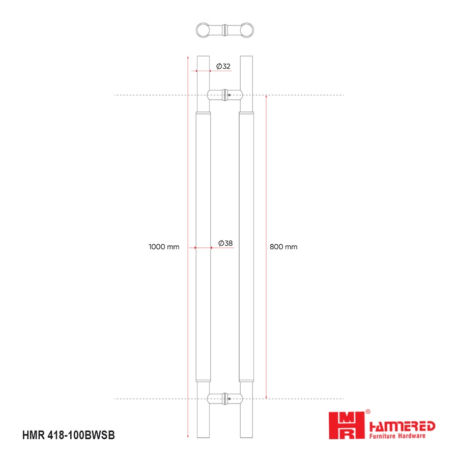 Tay nắm cửa vân gỗ sồi chân thẳng dài 1000mm