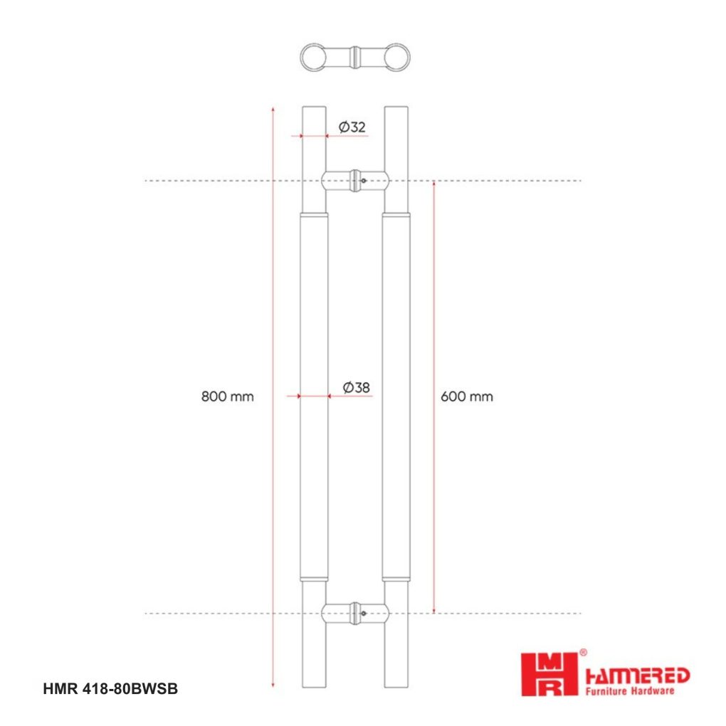 Tay nắm cửa vân gỗ sồi chân thẳng dài 800mm