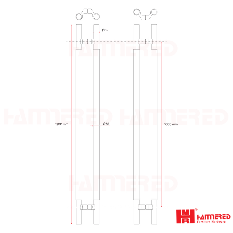 Tay nắm cửa vân nâu óc chó chân lệch dài 1200mm