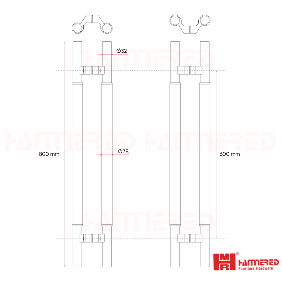 Tay nắm cửa vân nâu óc chó chân lệch dài 800mm