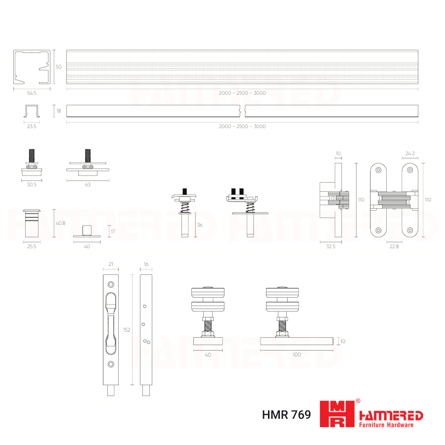 bộ phụ kiện lùa xếp cửa HMR