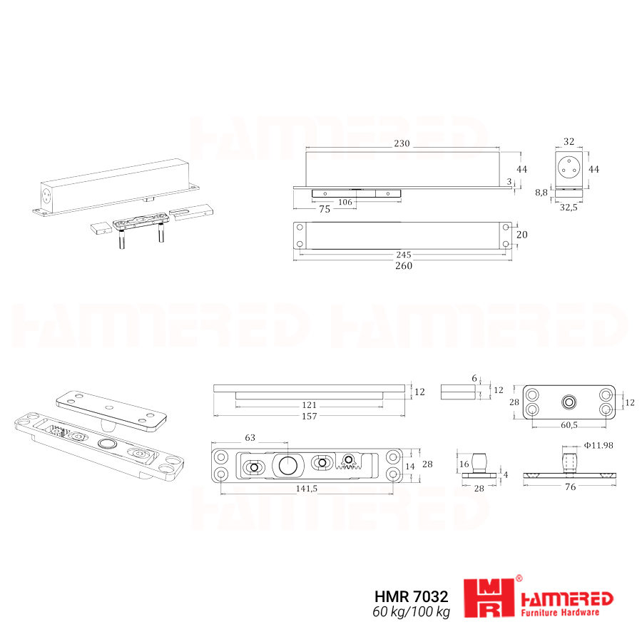 bộ trục xoay cửa gỗ HMR 7032
